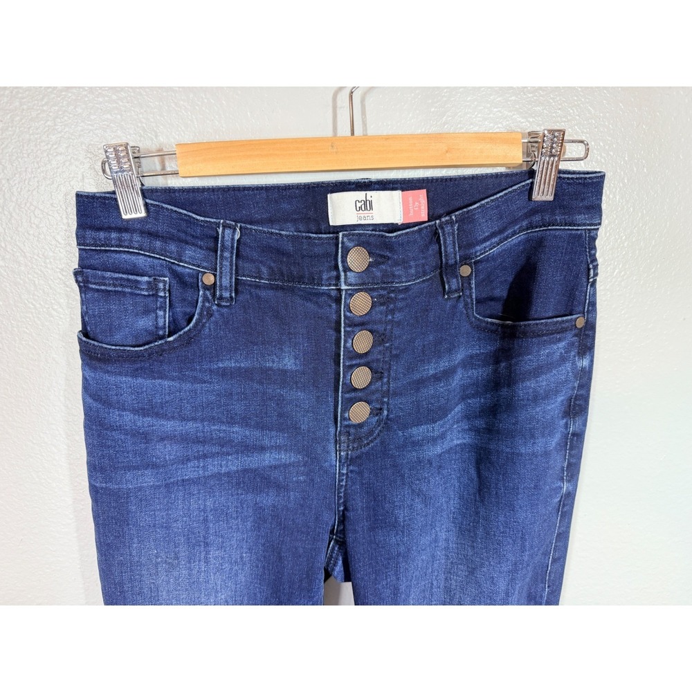 Cabi Jeans Women 4 Blue Button Fly Straight Dark Wash High Rise Denim 4327 - Picture 3 of 6